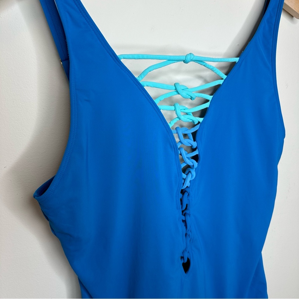 Bleu Rod Beattie Let's Get Knotty Ombre Blue One Piece Swimsuit Size 14 - Picture 5 of 8